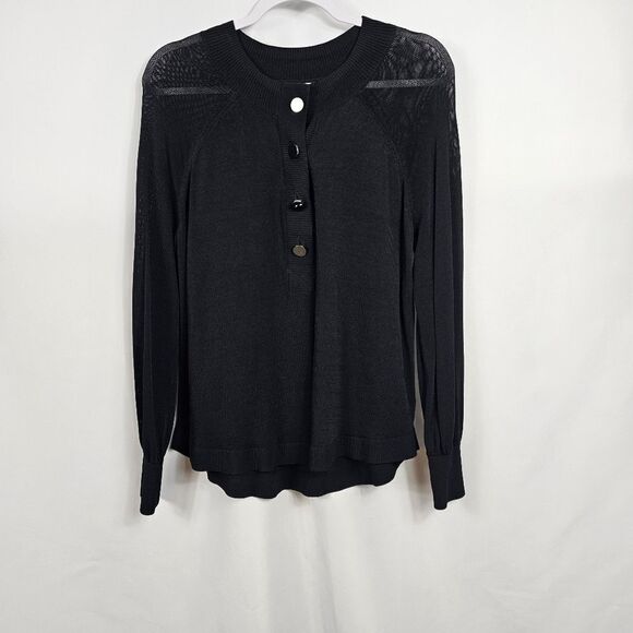 AYR Semi Sheer Henley in Black Size XS - Picture 1 of 10